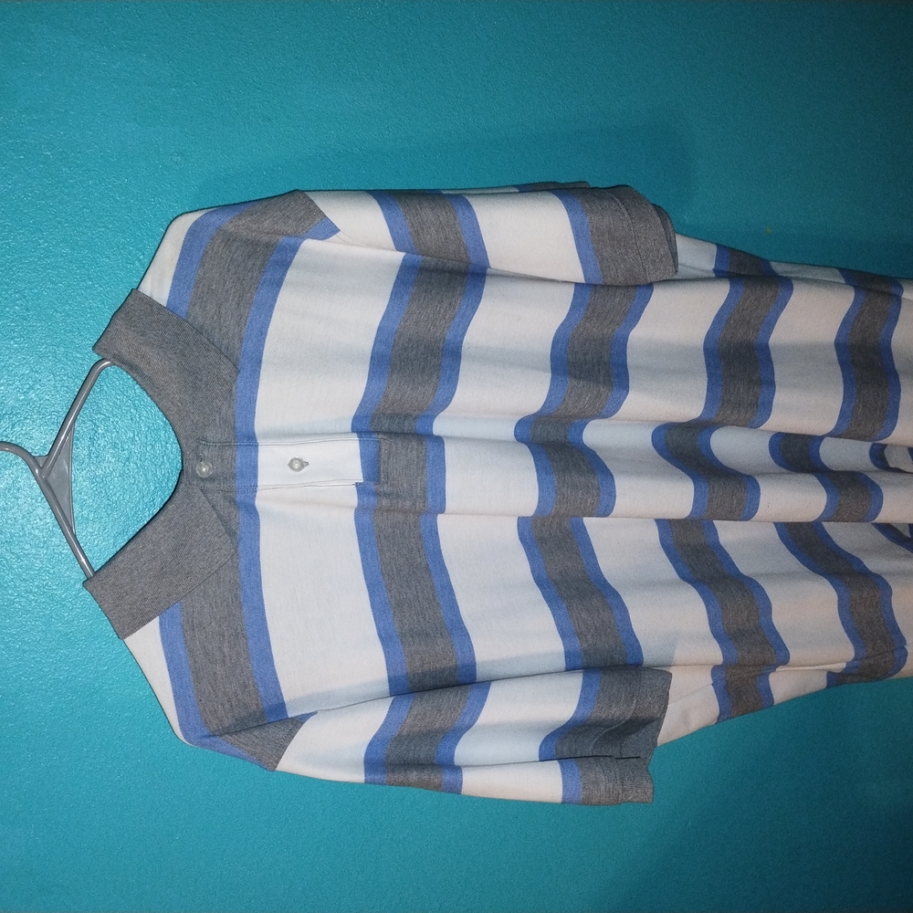 Harbor Bay Blue and Gray Striped Polo Shirt